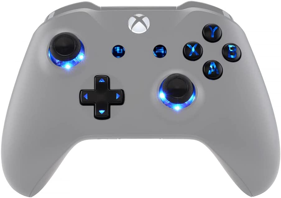 Photo 1 of eXtremeRate Multi-Colors Luminated D-pad Thumbsticks Start Back ABXY Buttons (DTF) LED Kit for Xbox One Standard, Xbox One S X Controller with Black Classical Symbols Buttons - Controller NOT Included

