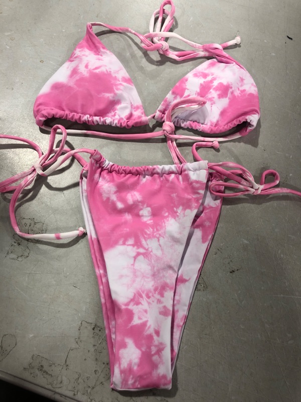 Photo 1 of 2 PIECE PINK TIE DYE BIKINI SIZE L 