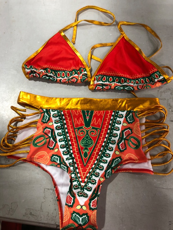 Photo 1 of 2 PIECE BIKINI SIZE XL - GOLD/RED