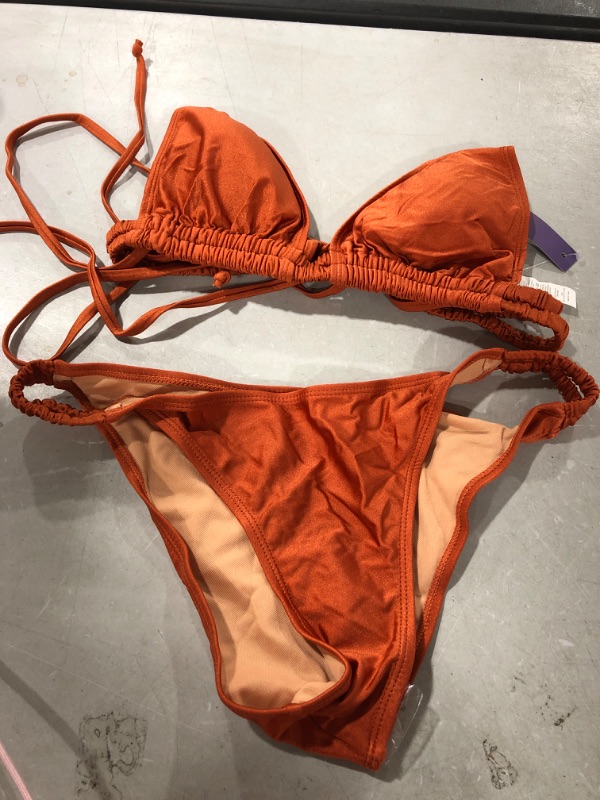 Photo 1 of 2 PIECE ORANGE BIKINI SIZE L 