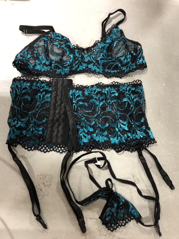 Photo 1 of 3 PIECE BLUE/BLACK LINGERIE SIZE L 