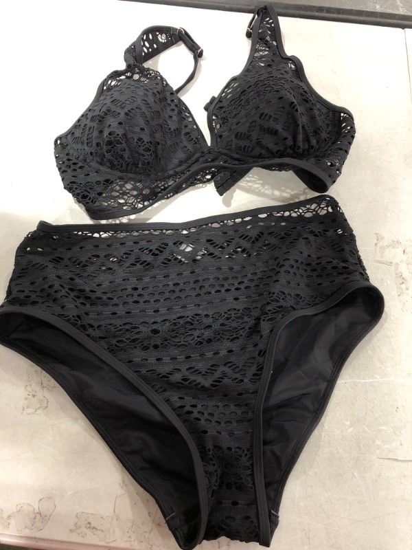 Photo 1 of 2 PIECE BLACK SWIMSUIT SIZE L 