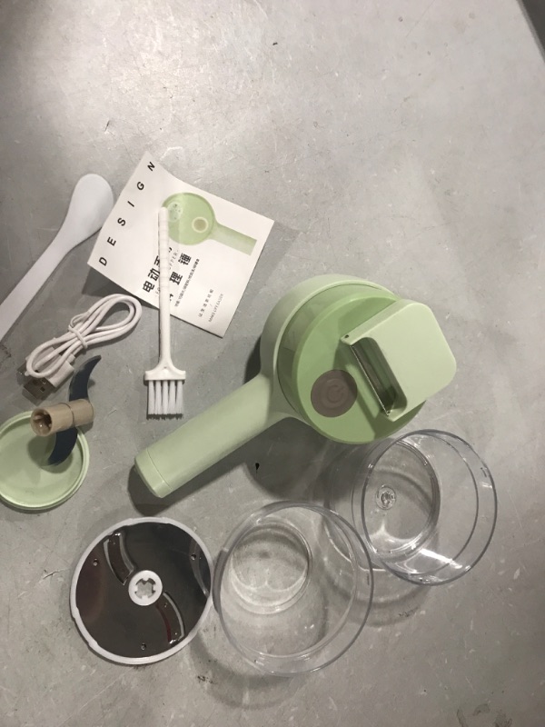 Photo 2 of 4 in 1 Handheld Electric Vegetable Cutter Set, Garlic Slicer, Portable Onion Cutter with Brush for Chili Celery Ginger Meat