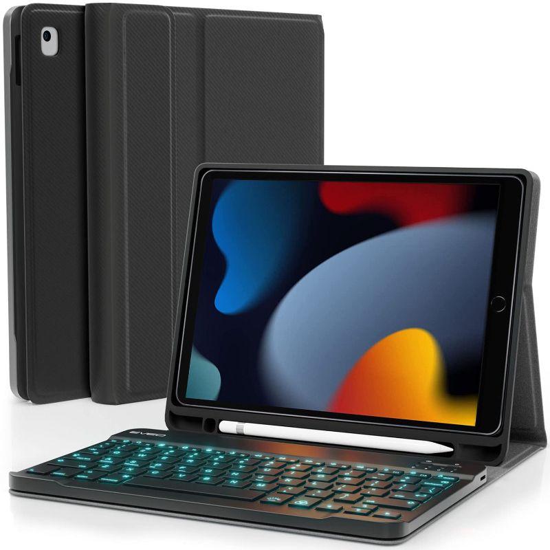 Photo 1 of iPad Case with Keyboard 10.2'' - iPad 9th Generation Case with Keyboard (2021), Built-in Pencil Holder - iPad Case 9th Generation/8th Gen/7th - Black