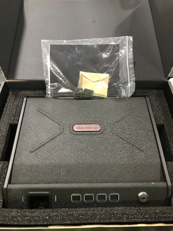 Photo 2 of MAXSafes Gun Safe with Super Biometric Finger Vein Recognition Lock, Quick-Access Fingerprint Pistol Safe Box for Multiple Handguns & Ammo, Auto-Open Lid Safety Device for 2 Guns, CA DOJ Certified 2 Gun / Finger Vein Recognition + Keypad