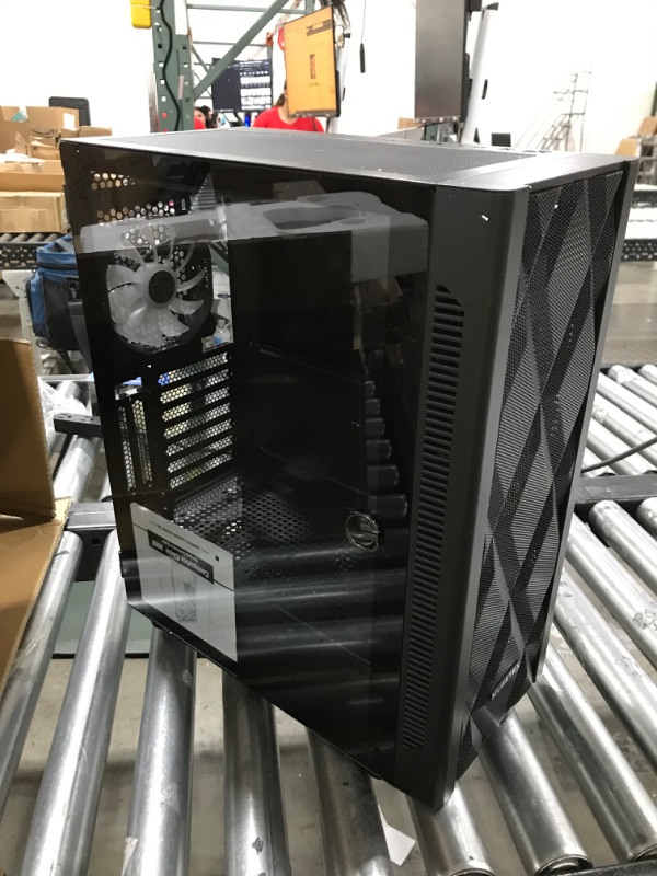 Photo 2 of MUSETEX ATX PC Case Mid-Tower with 6pcs 120mm ARGB Fans, Polygonal Mesh Computer Gaming Case with Type C, Opening Tempered Glass Side Panel, USB 3.0 x 2, Black, NN8.