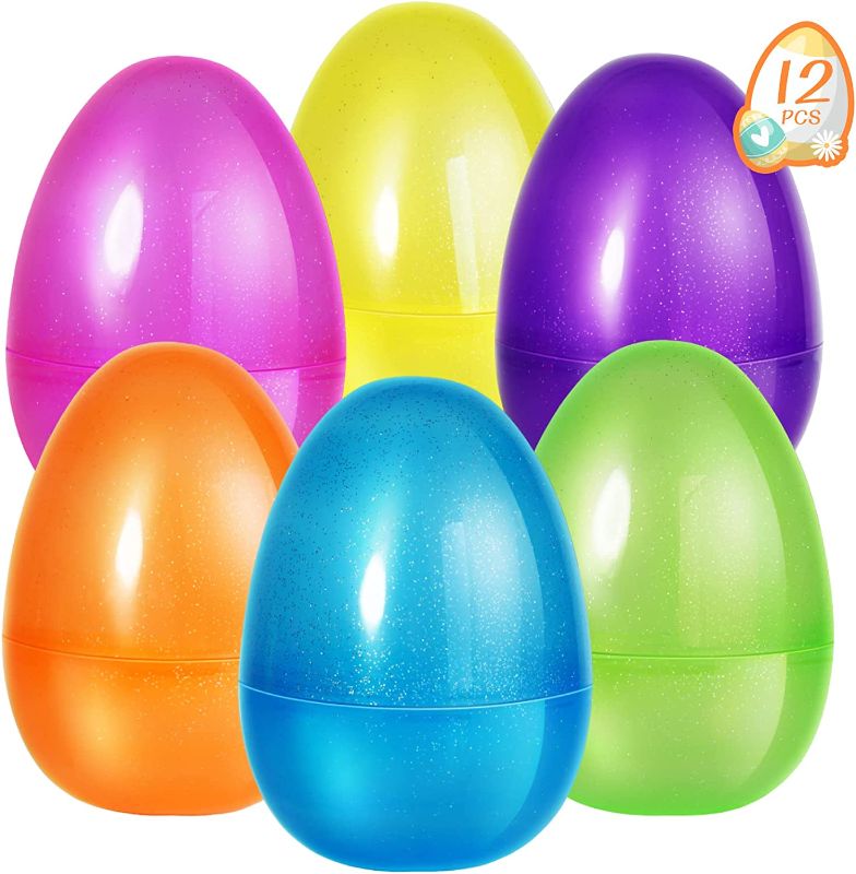 Photo 1 of 12 PCS 10" Jumbo Easter Eggs, Plastic Large Easter Eggs, Fillable Easter Eggs for Easter Egg Hunt, Empty Easter Eggs, Surprise Eggs for Basket Stuffers Fillers, Easter Party Favor, Easter Decoration
