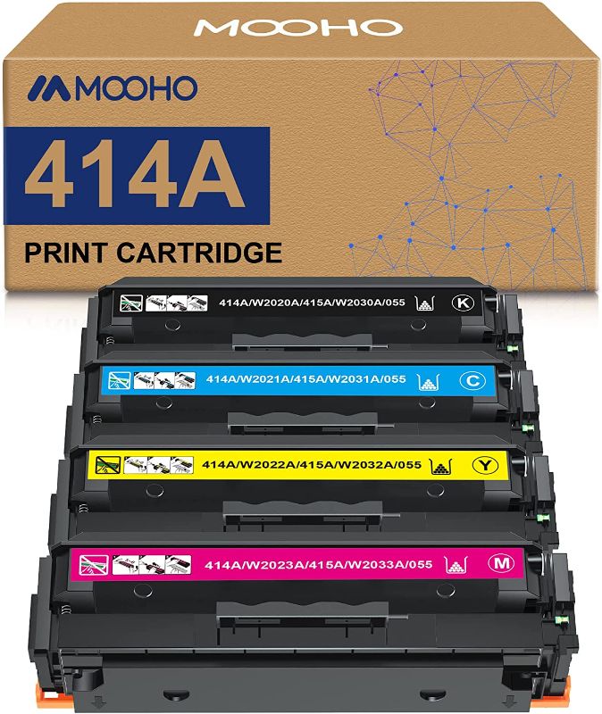 Photo 2 of 414A 414X Toner Cartridges 4 Pack Compatible Replacement for HP 414A W2020A 414X W2020X Work with Color Pro MFP M479fdw M479fdn M454dw M454dn Printer (Black Cyan Yellow Magenta)