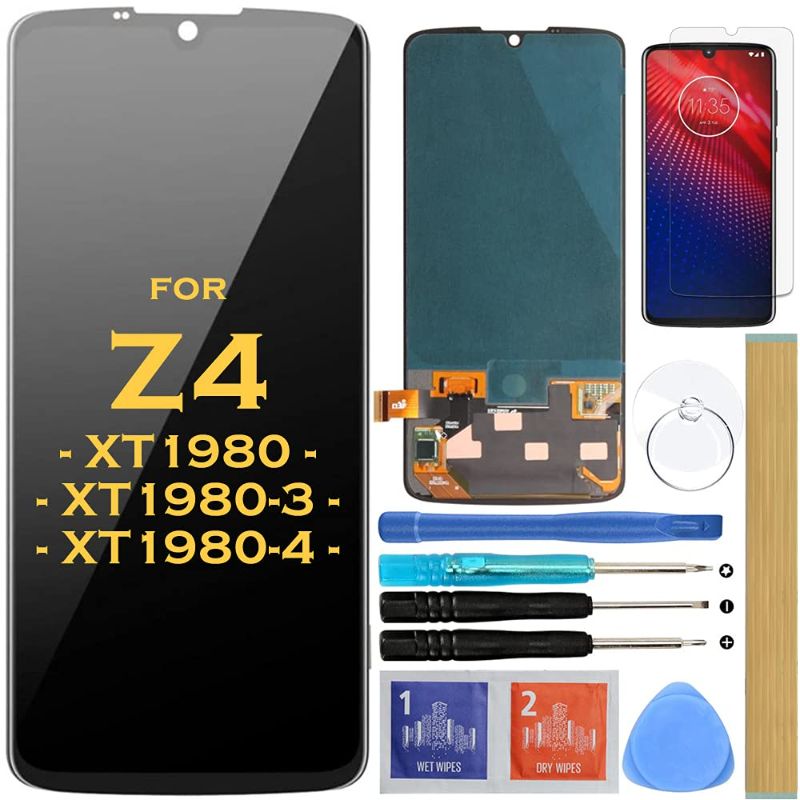 Photo 1 of HLTECH Screen Replacement OLED LCD Display Touch Digitizer Assembly for Motorola Moto Z4 XT1980 XT1980-3 XT1980-4 6.4" (OLED-Black)