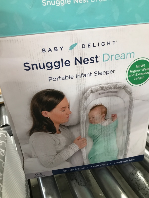 Photo 2 of Baby Delight Snuggle Nest Portable Infant Lounger, Unique Patented Design, Grey Scribbles