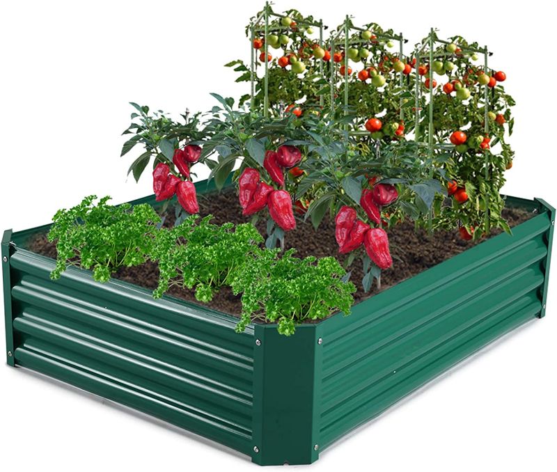 Photo 1 of  Metal Raised Garden Bed with 4 Pcs Garden Stakes, 1 Pair of Gloves and 15 Pcs Plant Labels, Elevated Planter Box for Vegetables, Fruits, Flowers, Herbs( BLACK)