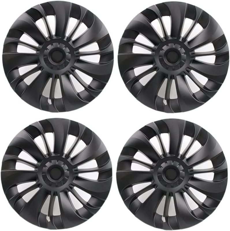 Photo 1 of 19 INCH Hubcap Covers Compatible For Tesla Model Y 2021 2022 Wheel Cover 4pcs Car Replacement Full Hub Cap Kit Auto Exterior Accessories (Color : Bright black(4pcs))
