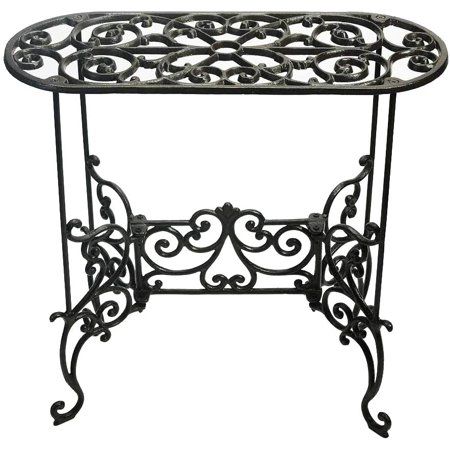 Photo 1 of Sungmor Heavy Duty Cast Iron Potted Plant Stand Garden Table - 22.6IN. 1 Tier Metal Stands - Decorative & Vintage Style Indoor Outdoor Corner Shelf fo
