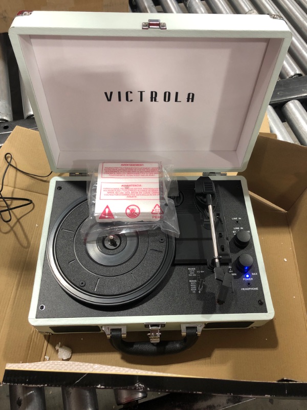 Photo 2 of Victrola Vintage 3-Speed Bluetooth Portable Suitcase Record Player with Built-in Speakers, Upgraded Turntable Audio Sound - MINT