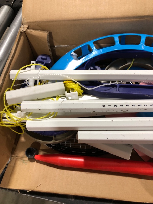 Photo 3 of Franklin Sports Fun 5 Combo Outdoor Game Set - Backyard, Beach + Camping Games for Kids - Badminton, Volleyball, Flip Toss, Flying Disc - Horseshoes or Ring Toss Combo Set with Horseshoes