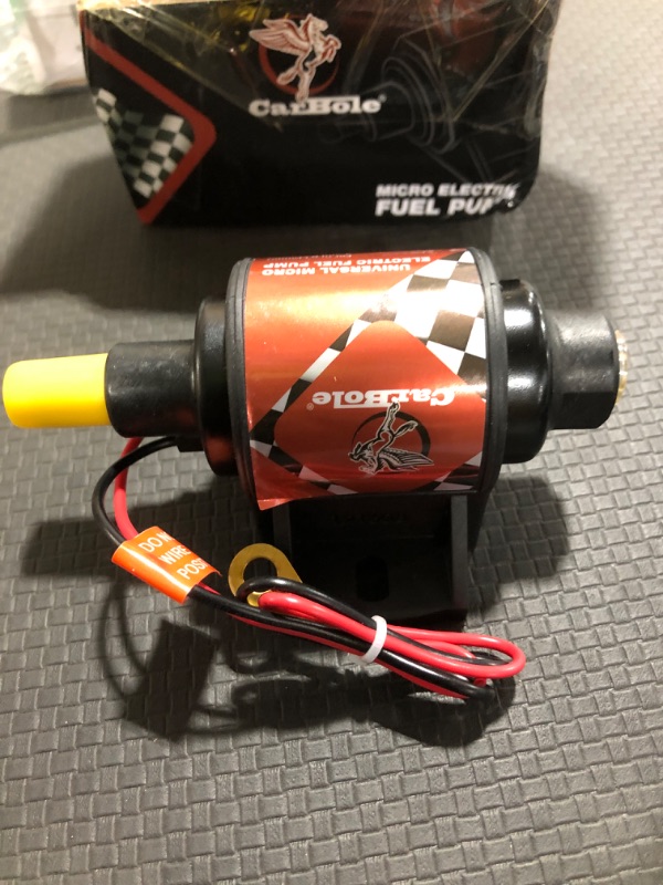 Photo 2 of CarBole Gasoline Pump Electric Fuel Pump Universal 5/16 Inch Inlet and Outlet Inline 12V 1-2A 28GPH 2-3.5P.S.I. Operating Fuel Pressure Self-Priming 