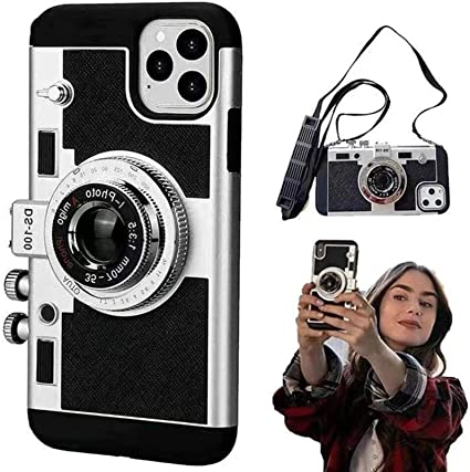 Photo 1 of 3D Retro Camera Emily In Paris Phone Case, Suitable for IPhone 8plus  Full Coverage Phone Case, Shockproof 3D Phone Case With Lanyard 