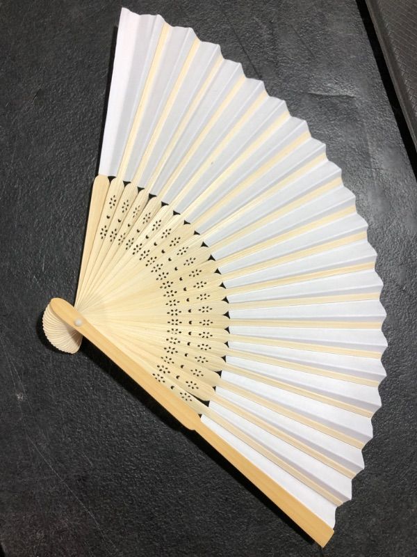 Photo 3 of JOHOUSE Foldable Bamboo Fans, 12 PCS Eastern Style Handheld Fan Japanese Chinese Fan for DIY Decoration Wedding Dancing Party Summer 