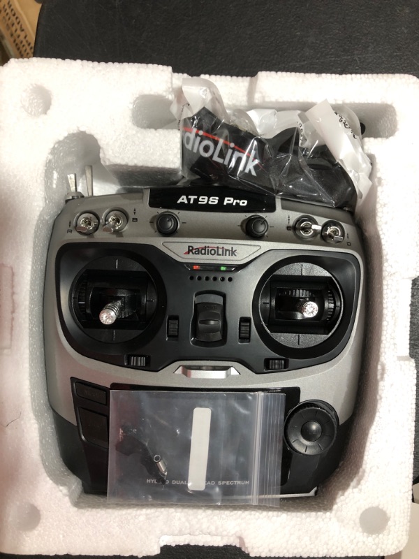 Photo 2 of Radiolink AT9S Pro 10/12 Channels Radio Transmitter and Receiver R9DS, Long Range for Airplane/Jet/FPV Racing Drone/Quad/RC Truck Car/Boat and More (Mode 2 Left Hand) AT9S Pro-Gray