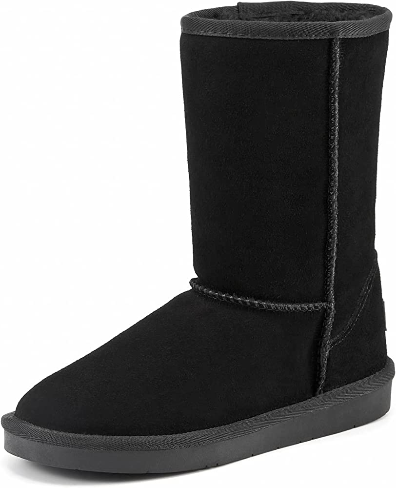 Photo 1 of ZGR Women's Classics Winter Snow Boots Cow Suede Leather Mid-Calf Fur Lined Warm Shoes Outdoor Ankle Booties