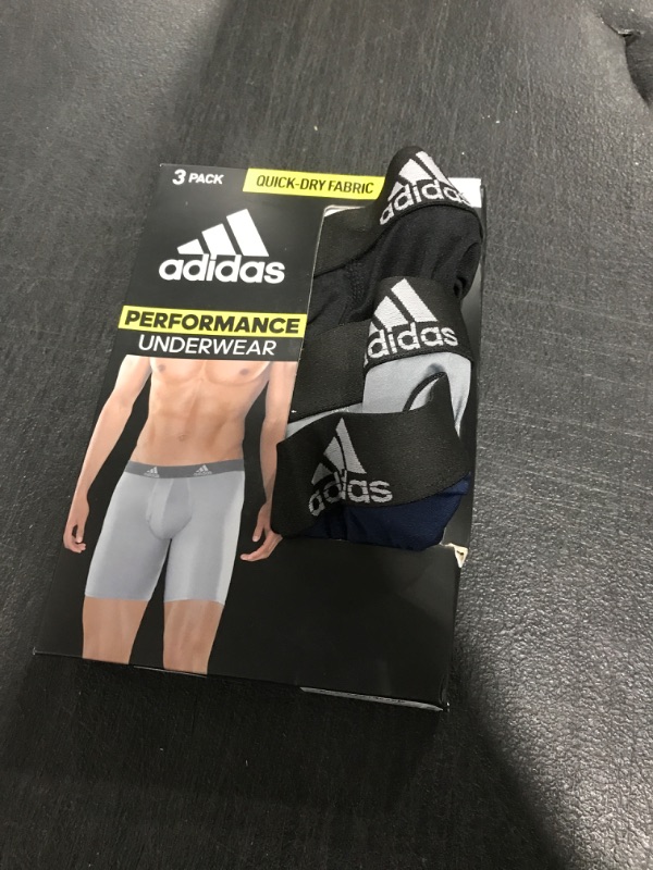 Photo 2 of adidas Men's Performance Long Boxer Brief Underwear (3-Pack) Medium Black/Grey/Collegiate Navy