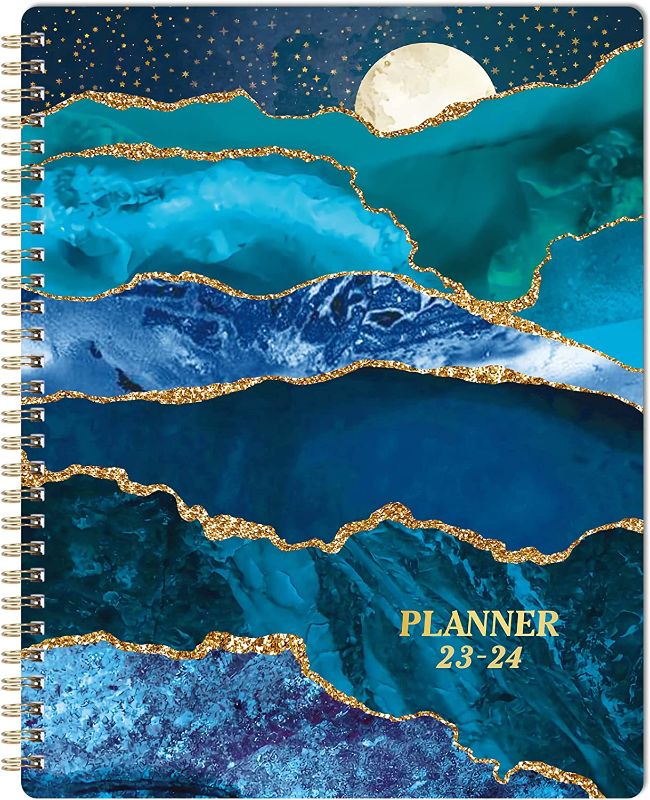 Photo 1 of Planner 2023-2024 - July 2023 - June 2024, Weekly and Monthly Planner, 8'' X 10'', Academic Planner 2023-2024, Tabs, Holidays, Flexible Cover, Twin-wire Binding, Thick Paper, Julian Dates & Notes
