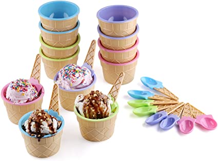 Photo 1 of Greenco Ice Cream Bowls and Spoons Set of 12 | Vibrant Colors Kids' Ice Cream Bowls Set | Ice Cream Sundae Bowls for Kids | Ice Cream Bowl Gift Set | Ice Cream Sundae Kit for Summer Holiday Parties
