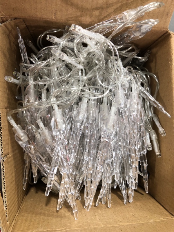 Photo 1 of MAOYUE 34 ft 366 LED Christmas Decorations 10 Modes 70 Drops Outdoor Christmas Decorations Icicle Lights with Timer Christmas Lights Waterproof Lights for Outside Christmas Decor(White Ice Cone)