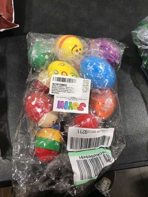 Photo 1 of JOYIN 12 Pieces 3" Wooden Egg Shakers Maracas Percussion Musical for Party Favors, Classroom Prize Supplies, Musical Instrument, Basket Stuffers Fillers, Easter Hunt