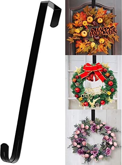 Photo 1 of 15" Wreath Hanger for Front Door - Halloween Christmas Easter Decoration Metal Over The Door Single Hook Ornament Wreath Door Hanger (Black)
PACK OF 2 