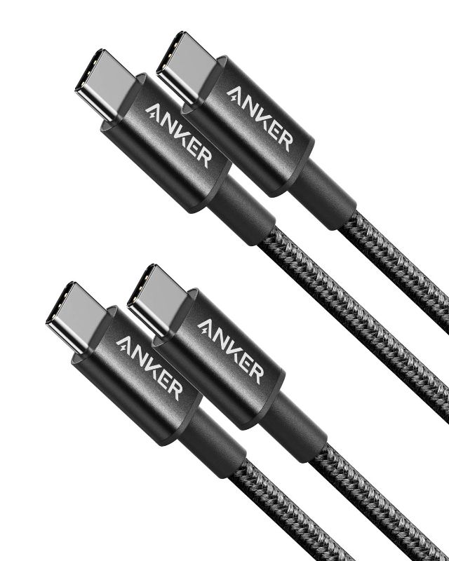 Photo 1 of Anker USB C Cable, New Nylon USB C to USB C Cable (3.3ft, 2Pack), 60W(3A) USB C Charger Cable for iPad Mini 6, iPad Pro 2020, iPad Air 4, MacBook Pro 2020, Samsung Galaxy S22,Switch, Pixel (USB 2.0) 