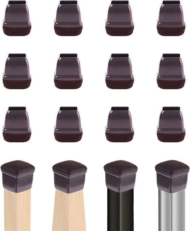 Photo 1 of 24 PCS Extra Small Square Chair Leg Floor Protectors, Rubber Chair Leg Caps with Wrapped Felt, Floor Protectors for Chairs, Chair Leg Covers, Chair Leg Socks No Scratches, (Fit 0.5-0.8", Dark Brown) 