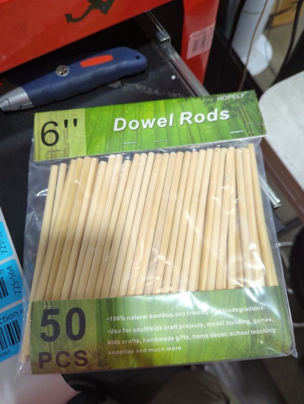 Photo 2 of 50PCS Dowel Rods Wood Sticks Wooden Dowel Rods - 1/4 x 6 Inch Unfinished Bamboo Sticks - for Crafts and DIYers
