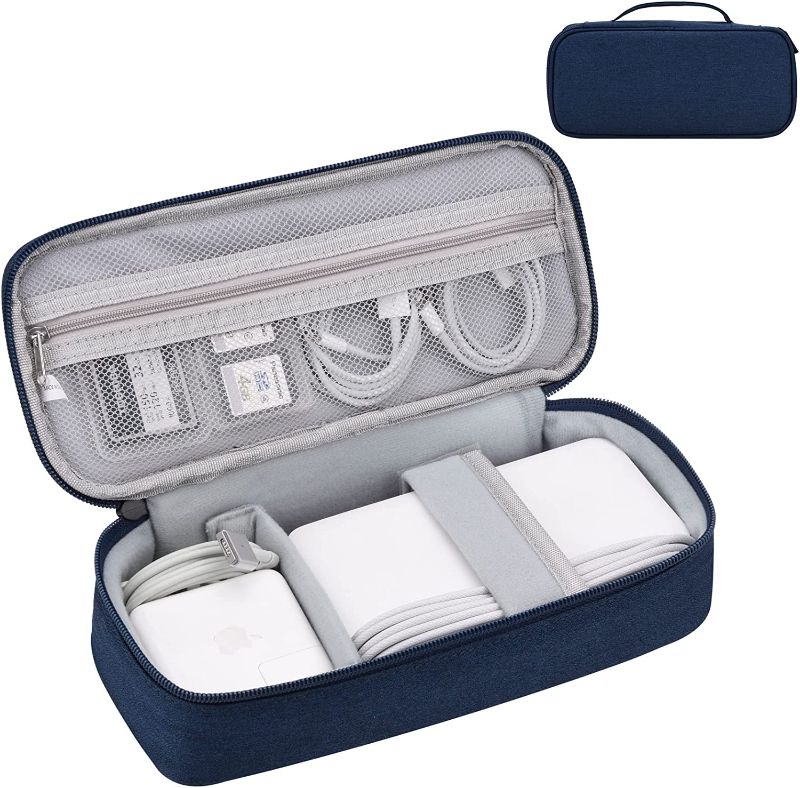 Photo 1 of Charger Organizer Travel Case, Electronics Carrying Pouch for Tech Accessories & Travel Essentials (Navy Blue) 
