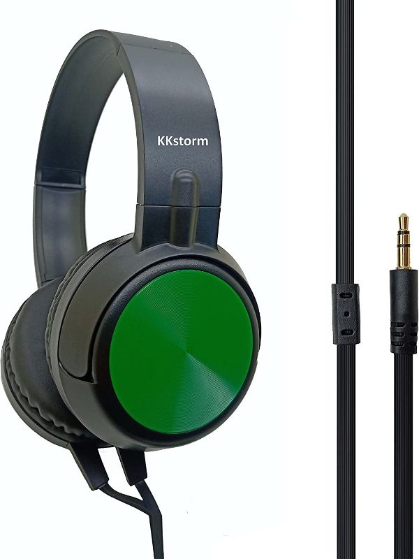 Photo 1 of kkstorm Basic Wired Headphone Kids: Over The Head Headphones for Kids Headphones for Kids for School (906B Green no mic 1 PCAK) 
