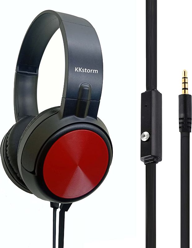 Photo 1 of kkstorm Headphones for Kids for School: Video conferencing Headset with Microphone Wired Headset with Microphone for Laptop headsets for Computer with Microphone (906B Red mic 1 PCAK)
