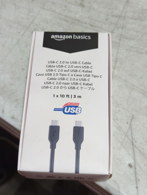 Photo 1 of Amazon Basics Fast Charging USB-C to USB-C2.0 Cable (USB-IF Certified), 60W - 10-Foot, Black, Laptop 1-Pack Black 10-Foot