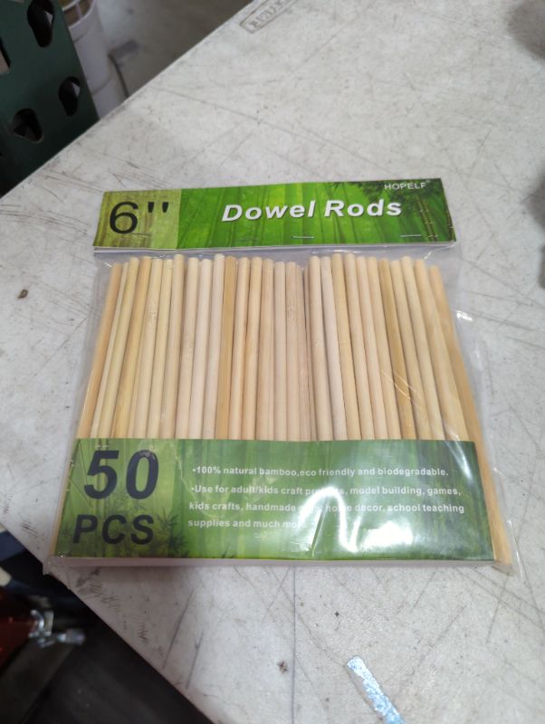 Photo 2 of 50PCS Dowel Rods Wood Sticks Wooden Dowel Rods - 1/4 x 6 Inch Unfinished Bamboo Sticks - for Crafts and DIYers
