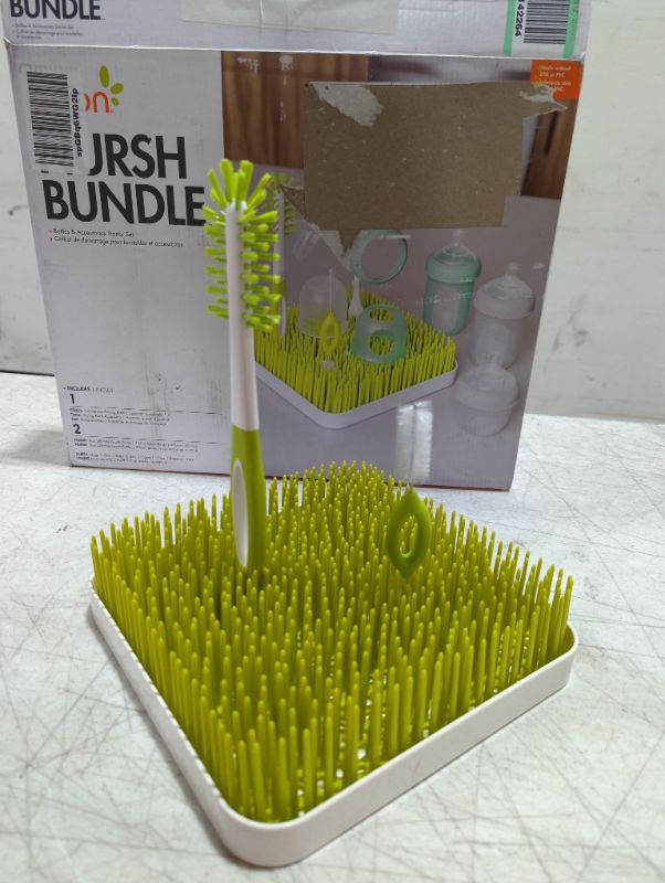 Photo 3 of Boon NURSH Silicone Bottles and Grass Bundle Bottles & Cleaning Accessories Starter Set Square Drying Rack with Bottles