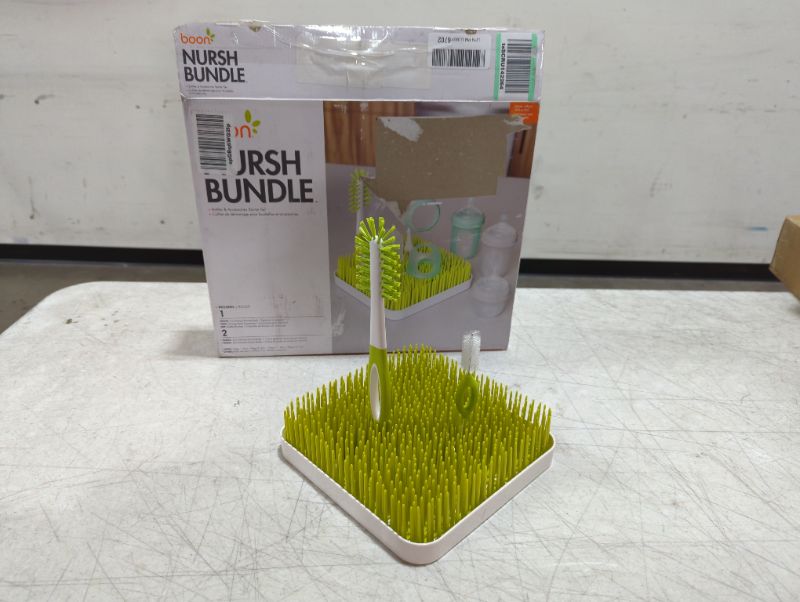 Photo 2 of Boon NURSH Silicone Bottles and Grass Bundle Bottles & Cleaning Accessories Starter Set Square Drying Rack with Bottles