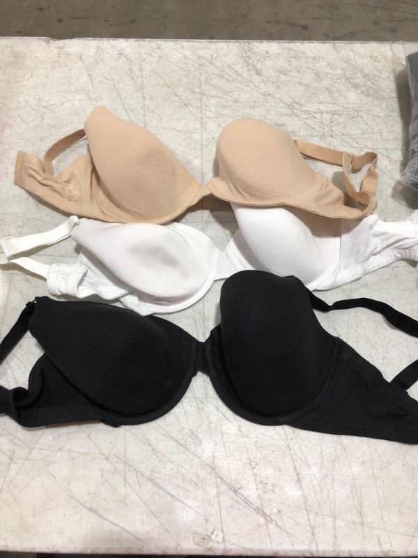 Photo 2 of 34DD Fruit of the Loom Women's T-Shirt Bra 34DD Black Hue/Sand/White