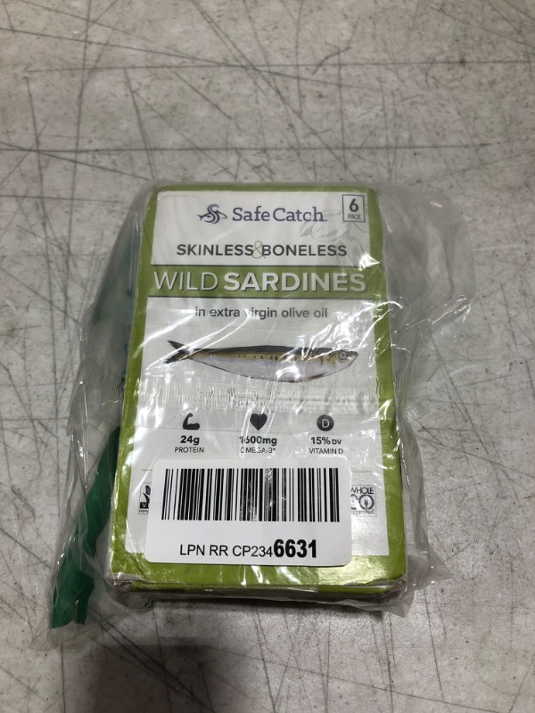 Photo 2 of 12/31/2024 Safe Catch Wild Sardines in Extra Virgin Olive Oil Wild-Caught Skinless Boneless Sardine Fillets Low Mercury Tested Keto Food Kosher Non-GMO Sardines Pack of 6 4.4oz Tins Packed in Extra Virgin Olive Oil 6 Pack