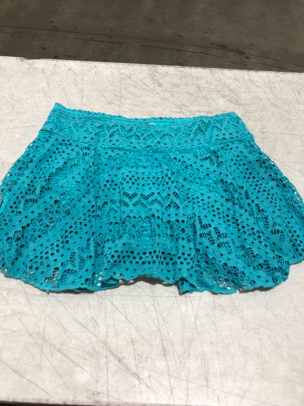 Photo 2 of 2XL REKITA Womens Swim Skirt Lace Crochet Skort Bikini Bottom XX-Large Cyan