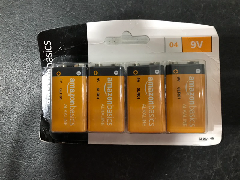 Photo 3 of Amazon Basics 4-Pack 9 Volt Alkaline Performance All-Purpose Batteries, 5-Year Shelf Life, Packaging May Vary 4 Count 9V Batteries