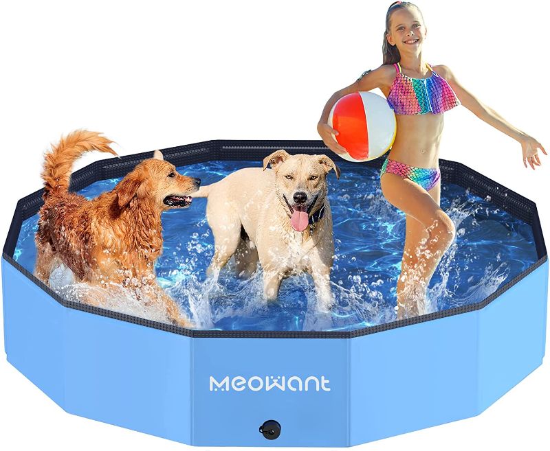 Photo 1 of Meowant Foldable Dog Pool, Hard Plastic Dog Swimming Pools for Large Dogs, Collapsible Plastic Kid Pet Pool, Portable Bathing Tub Kiddie Pool for Dogs