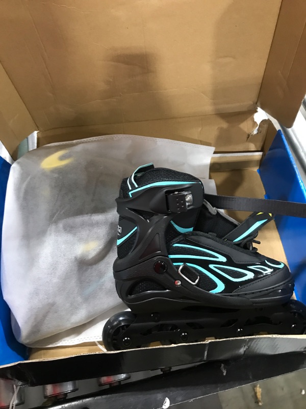 Photo 2 of 2PM SPORTS Vinal Girls Adjustable Flashing Inline Skates, All Wheels Light Up, Fun Illuminating Skates for Kids and Men
