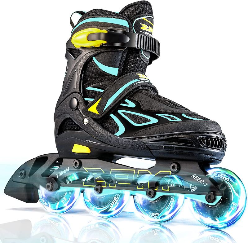 Photo 1 of 2PM SPORTS Vinal Girls Adjustable Flashing Inline Skates, All Wheels Light Up, Fun Illuminating Skates for Kids and Men
