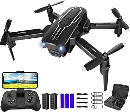 Photo 1 of Drone with Camera for Adults Kids - 1080P HD FPV Camera Drones with Carrying Case, Foldable Drone Remote Control Toys Gifts RC Quadcopter for Boys Girls with 2 Batteries, Auto Hover, Headless Mode, One Key Start, Speed Adjustment, 3D Flips
