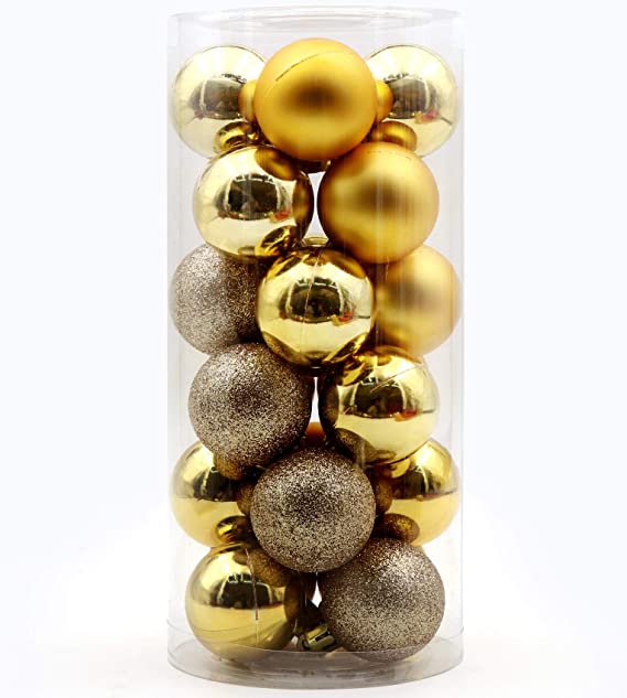 Photo 1 of Acronde 24PCS 1.57" Christmas Ball Ornaments Xmas Tree Balls Shatterproof Christmas Decoration Perfect Hanging Ball for The Home Holiday Christmas Party Decoration (Golden) 