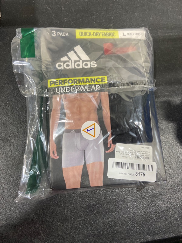 Photo 1 of adidas Men's Performance Boxer Brief Underwear (3-Pack) Large Black/Collegiate Royal Blue/Scarlet Red